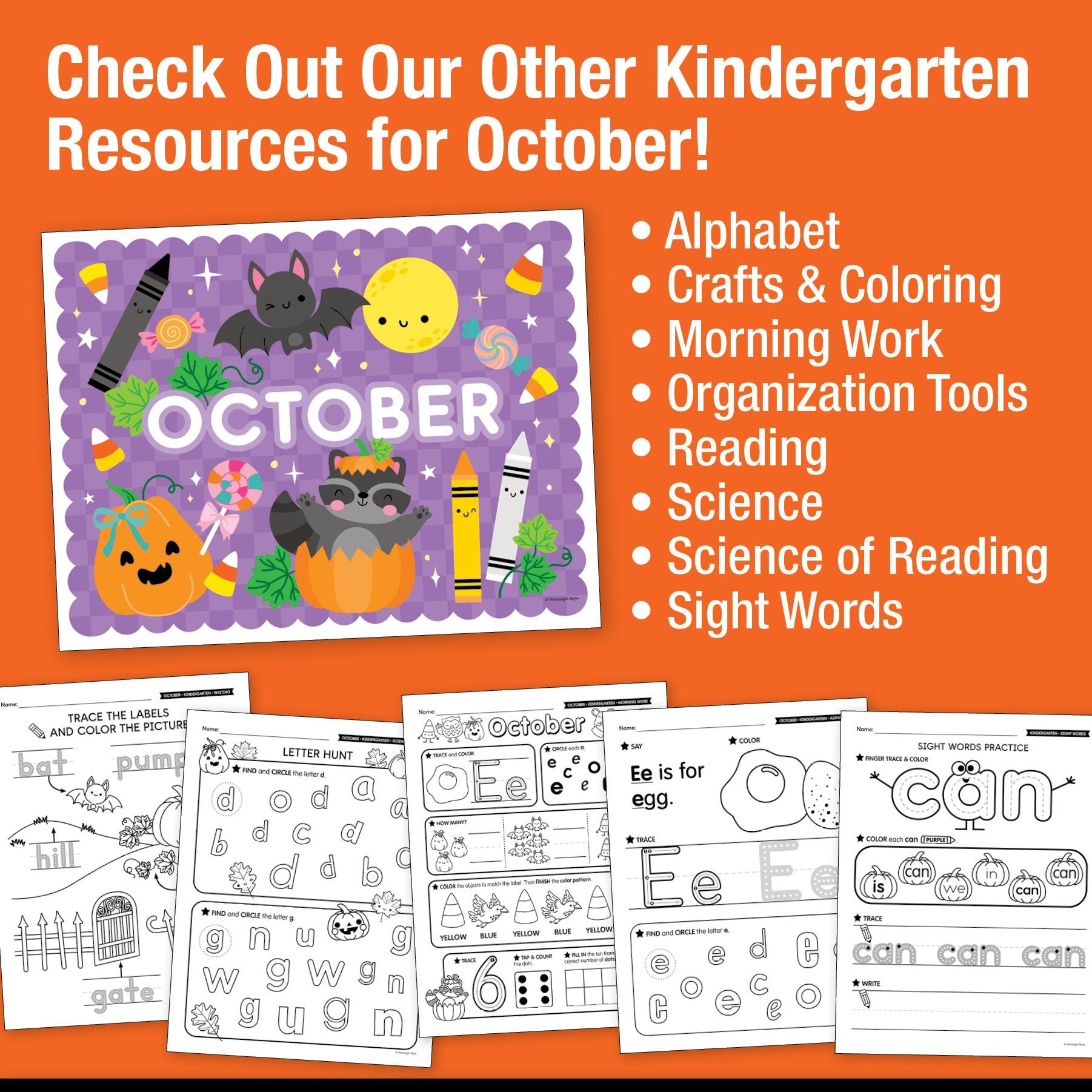 Printable Kindergarten October Daily Math