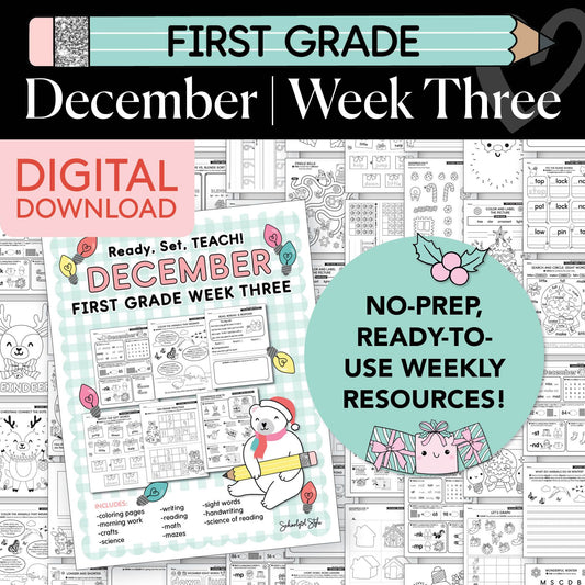 Printable First Grade December Week 3 Resources