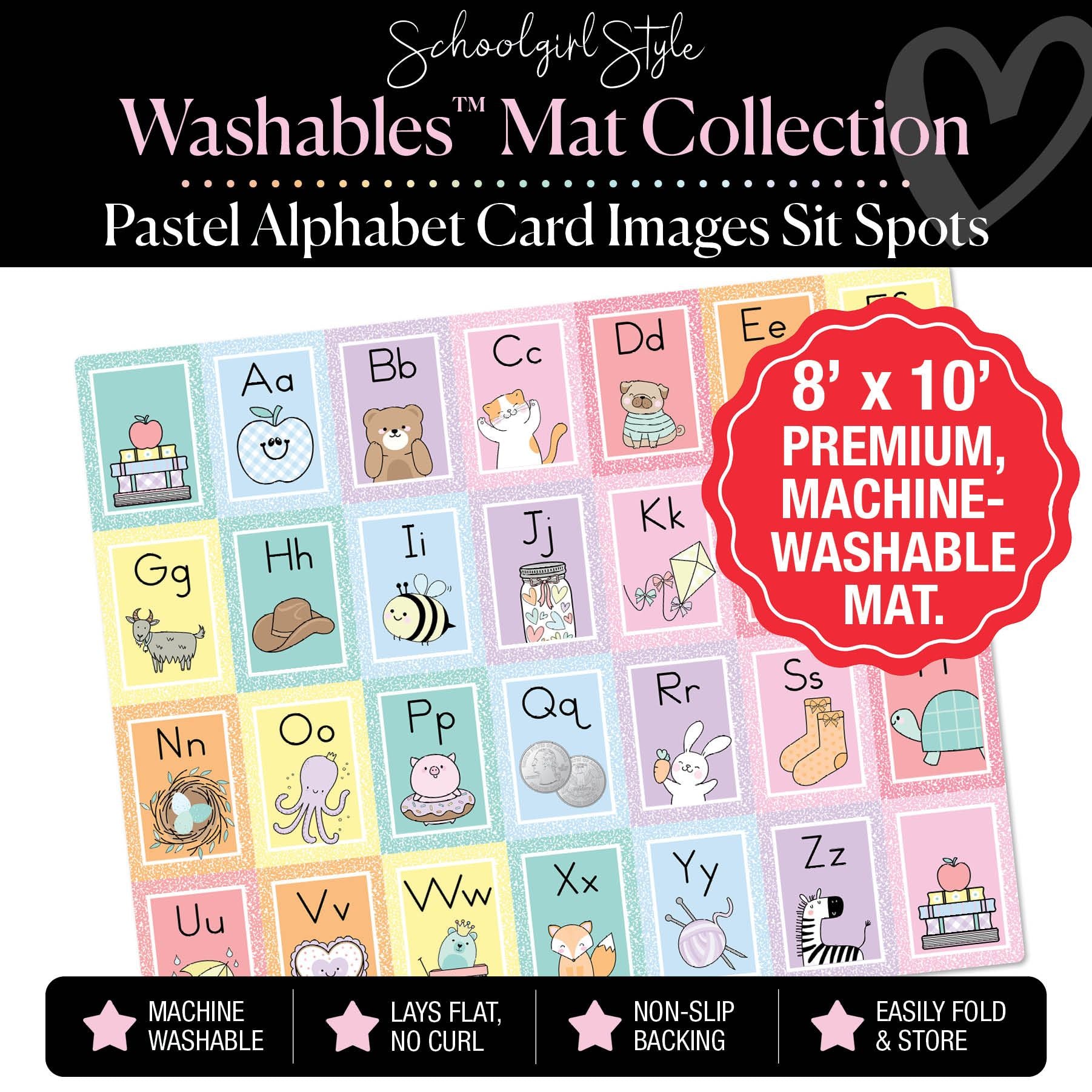 Pastel Alphabet Card Images Sit Spots Classroom Mat by Schoolgirl Style