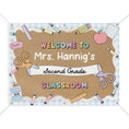 Load image into Gallery viewer, Scissors & School Supplies Pastel Blue Gingham Personalized Banner | Banner Bar
