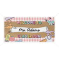 Load image into Gallery viewer, Carnation Pink Happy Teacher Personalized Classroom Banner | Banner Bar
