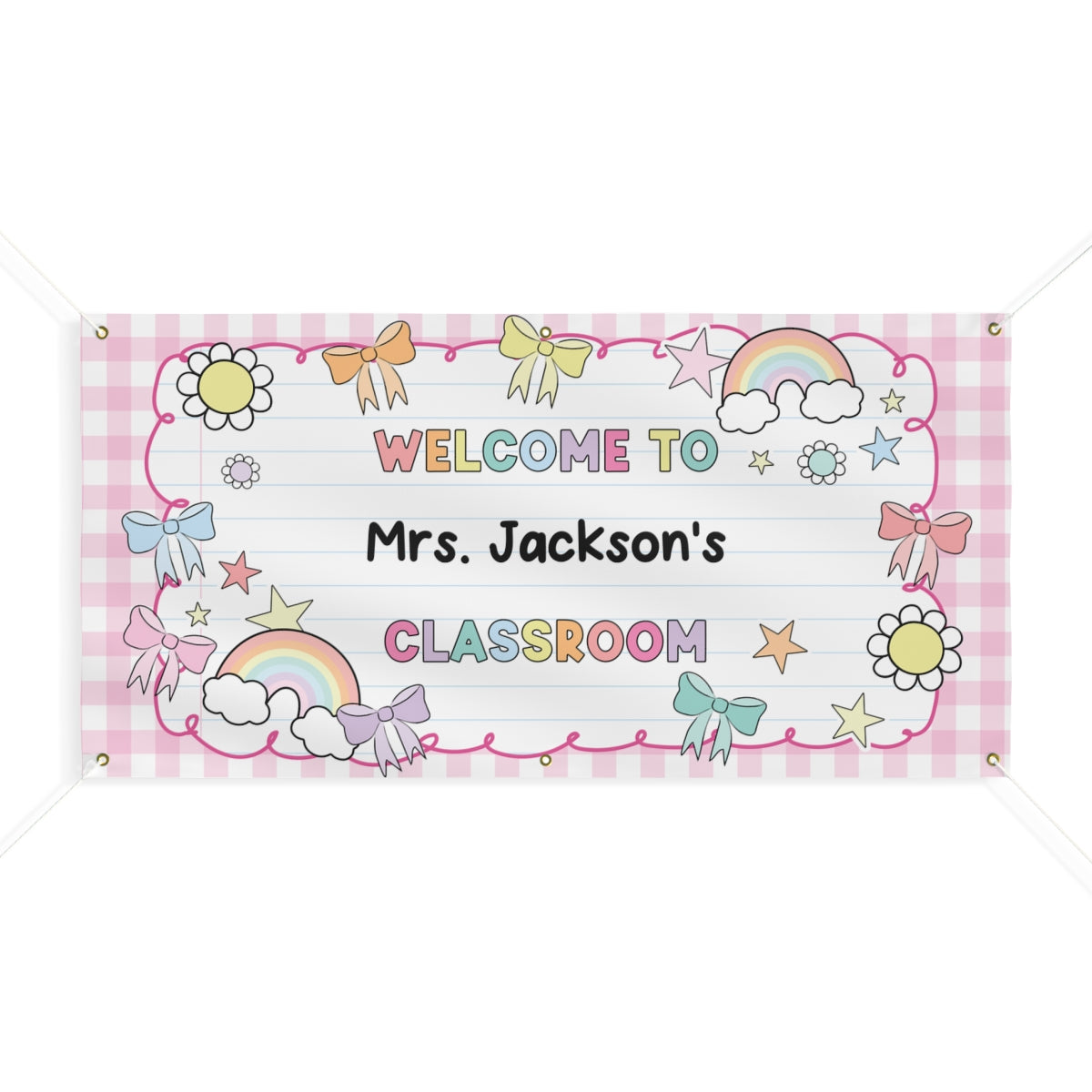 90s Retro Personalized Classroom Banner Pink | Banner Bar