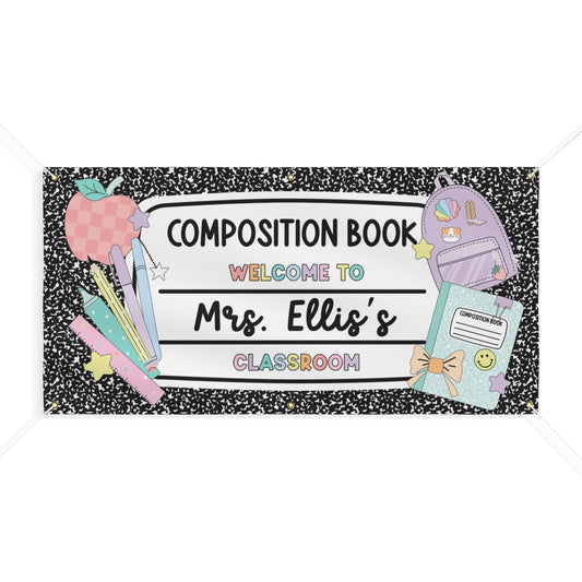 Composition Book Personalized Classroom Banner | Banner Bar