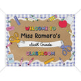 Load image into Gallery viewer, Blue Gingham School Supplies Personalized Classroom Banner | Banner Bar
