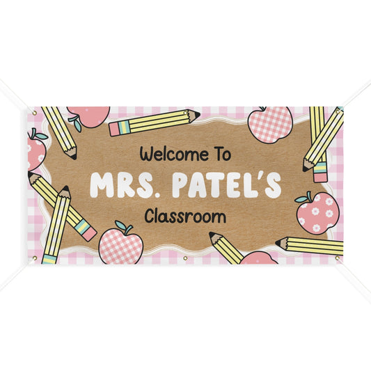 Pink Pencil Personalized Classroom Banner | Banner Bar