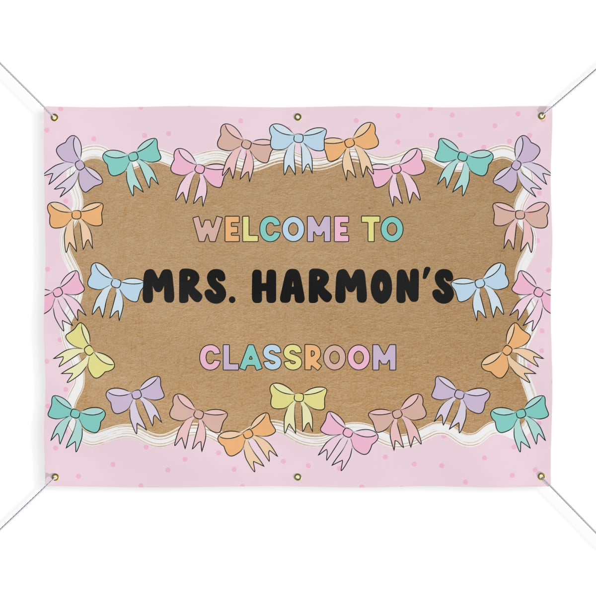 Pastel Rainbow Bows Personalized Banner | Banner Bar