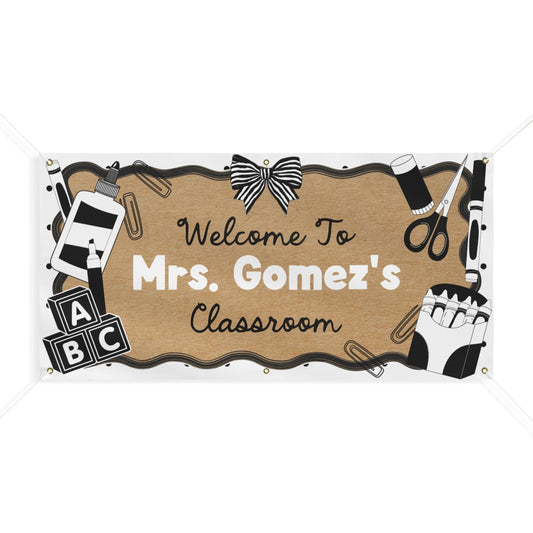 Pretty in Black & White Personalized Banner | Banner Bar