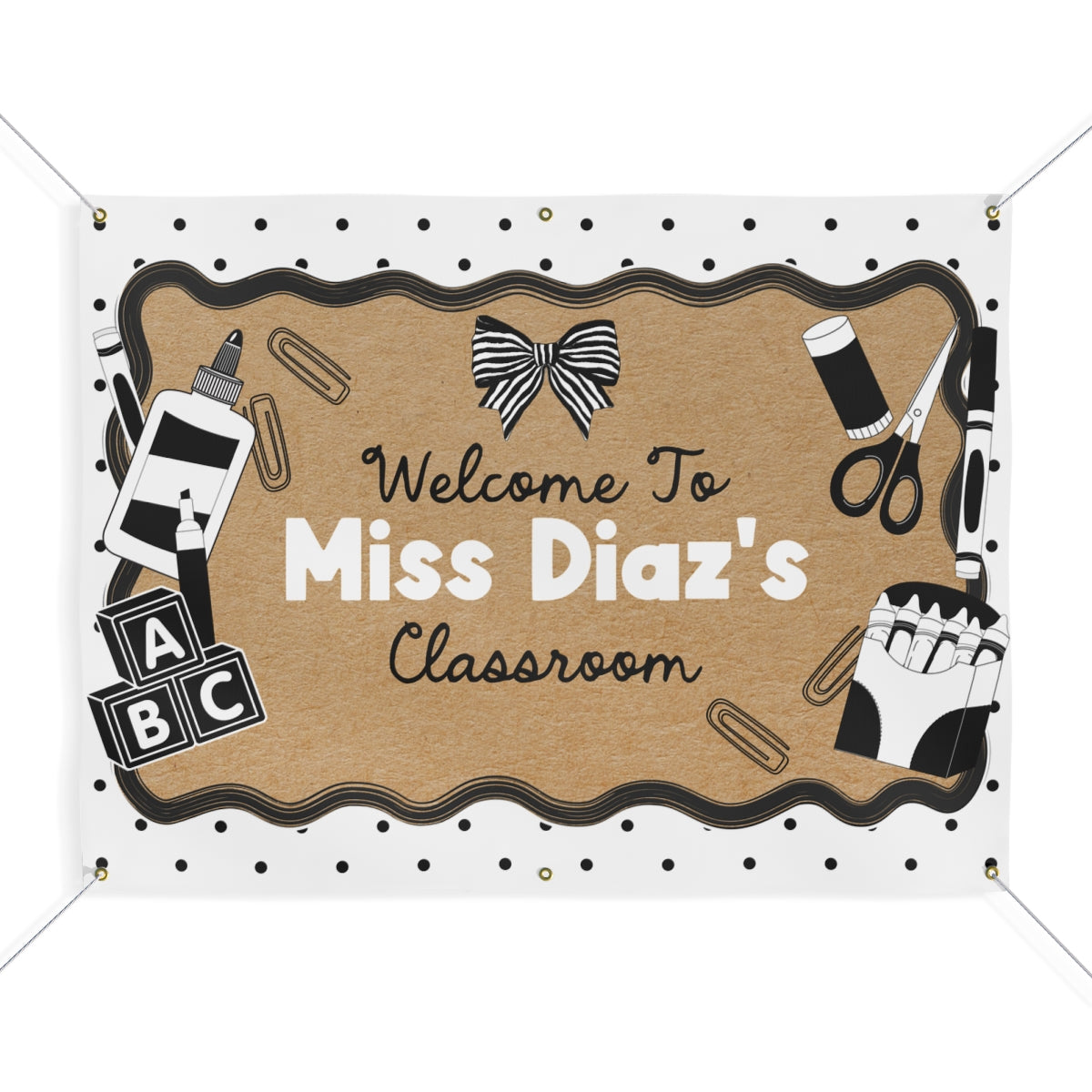 Pretty in Black & White Personalized Banner | Banner Bar