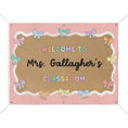 Load image into Gallery viewer, Pastel Pink Bows and Dots Personalized Classroom Banner | Banner Bar
