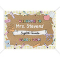 Load image into Gallery viewer, Scissors & School Supplies Pastel Yellow Gingham Personalized Banner | Banner Bar
