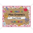 Load image into Gallery viewer, Red Gingham School Supplies Personalized Classroom Banner | Banner Bar
