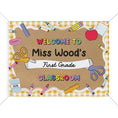 Load image into Gallery viewer, Orange Gingham School Supplies Personalized Classroom Banner | Banner Bar
