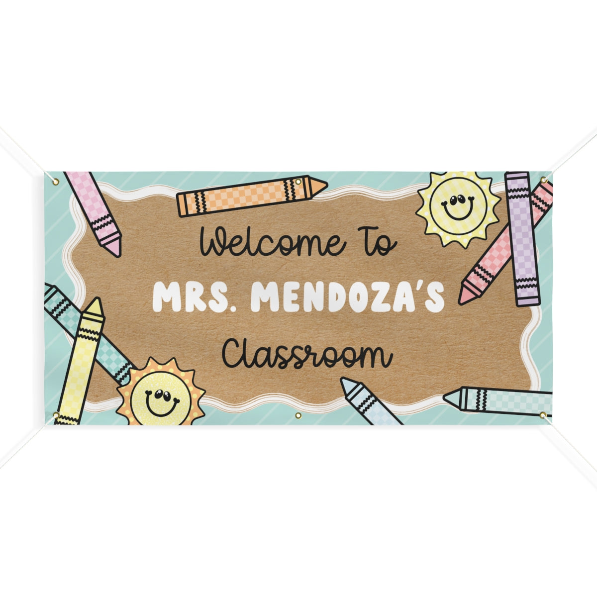 Pastel Crayons and Sunshine Personalized Classroom Banner | Banner Bar