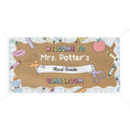 Load image into Gallery viewer, Scissors & School Supplies Pastel Blue Gingham Personalized Banner | Banner Bar
