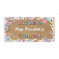 Load image into Gallery viewer, Carnation Pink Gingham Pastel School Supplies Personalized Banner | Banner Bar
