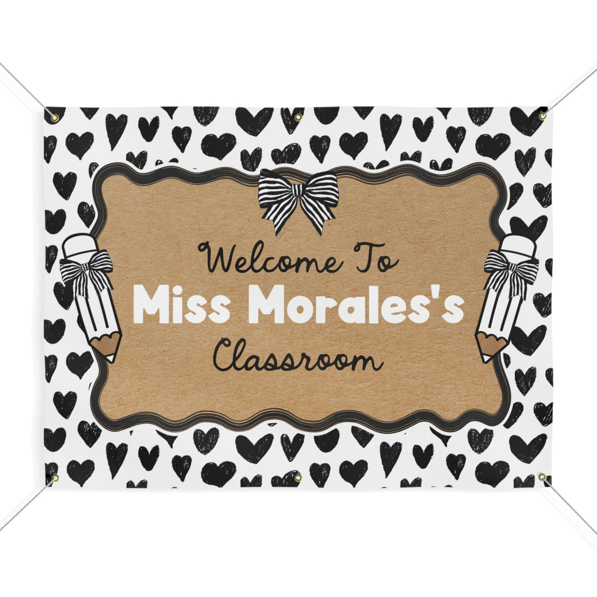 Pocketful of Hearts Personalized Vinyl Classroom Banner | Banner Bar