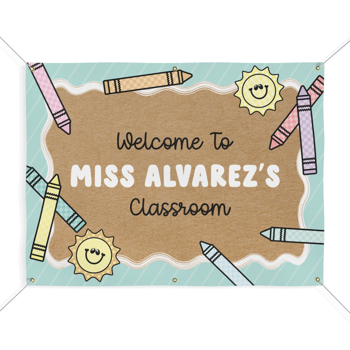 Pastel Crayons and Sunshine Personalized Classroom Banner | Banner Bar