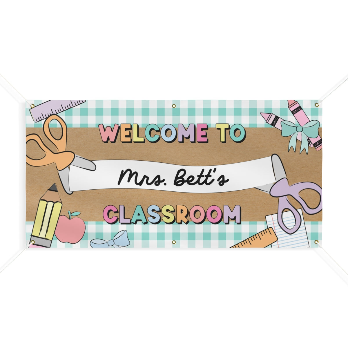 Pastel Mint Happy Teacher Personalized Classroom Banner | Banner Bar