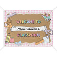Load image into Gallery viewer, Pastel Pink Happy Teacher Personalized Classroom Banner | Banner Bar
