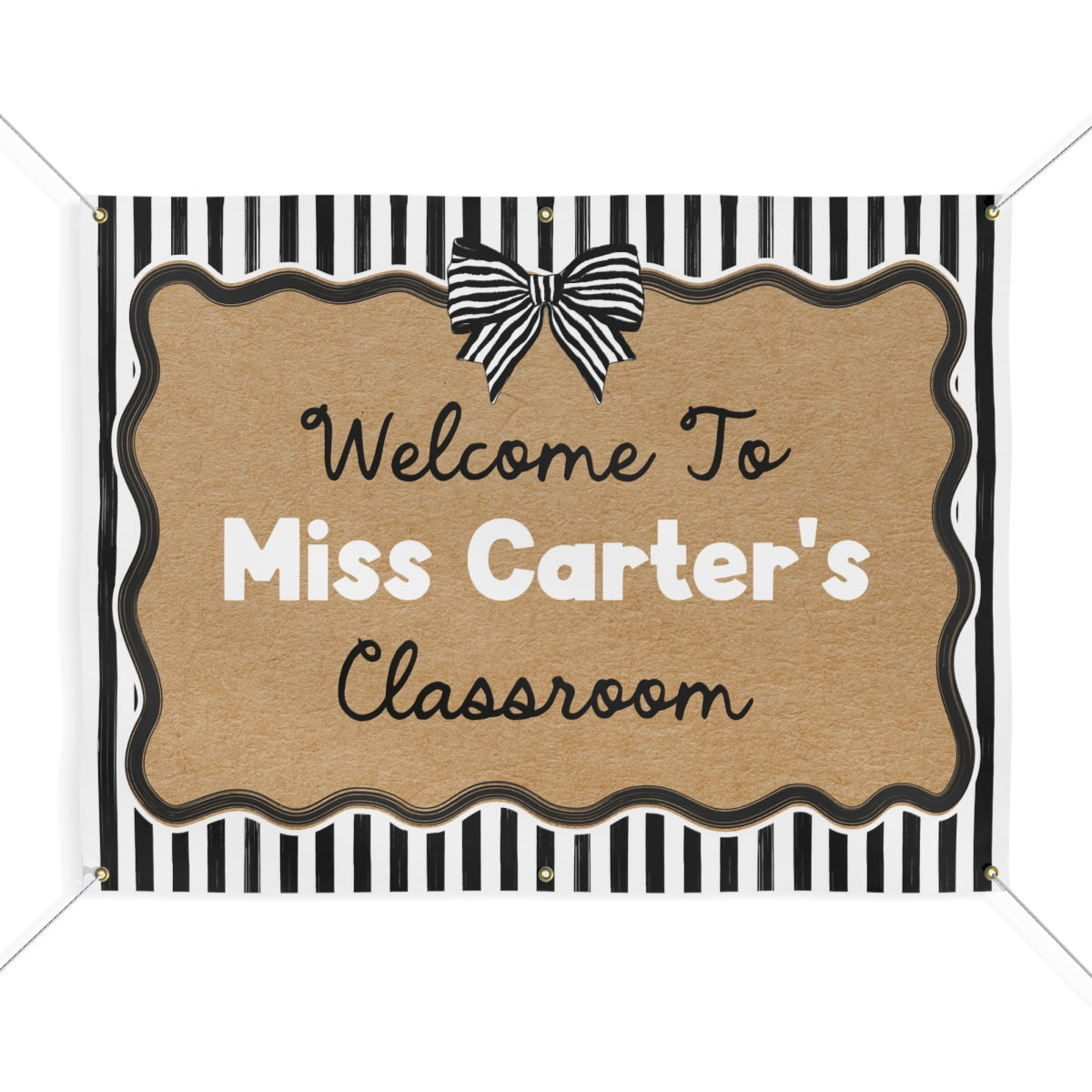 Stripes & Bows Personalized Classroom Banner | Banner Bar
