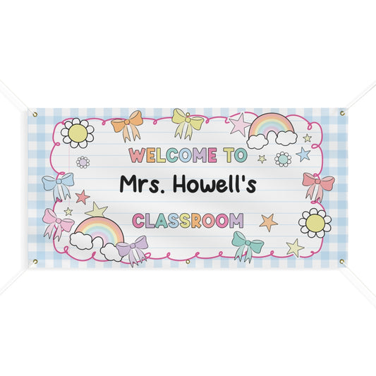 90s Retro Personalized Classroom Banner Blue | Banner Bar