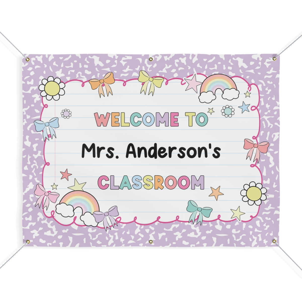 Sticker Book Lavender Composition Personalized Classroom Banner | Banner Bar