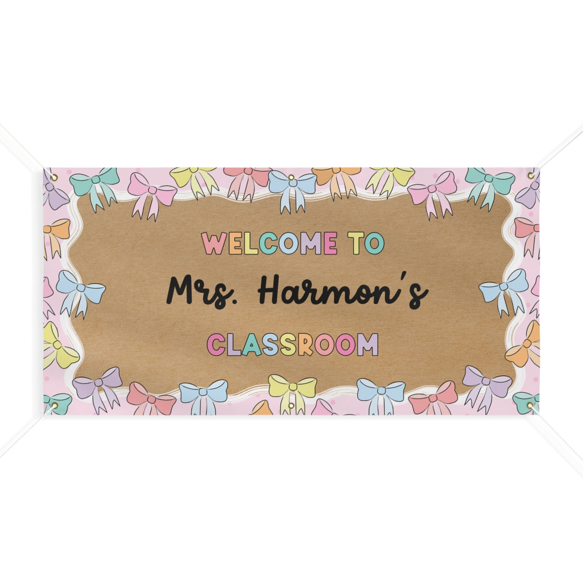 Pastel Rainbow Bows Personalized Banner | Banner Bar