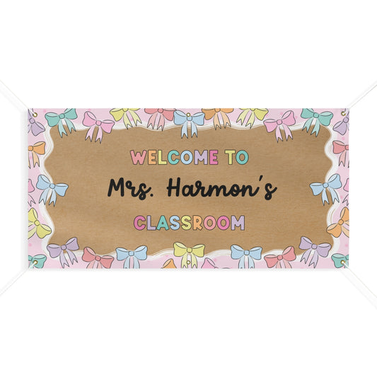 Pastel Rainbow Bows Personalized Banner | Banner Bar
