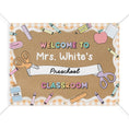 Load image into Gallery viewer, Scissors & School Supplies Pastel Orange Gingham Personalized Banner | Banner Bar
