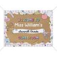 Load image into Gallery viewer, Scissors & School Supplies Pastel Lavender Gingham Personalized Banner | Banner Bar
