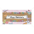 Load image into Gallery viewer, Pastel Pink Happy Teacher Personalized Classroom Banner | Banner Bar
