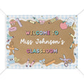 Load image into Gallery viewer, Pastel Blue Gingham School Supplies Personalized Banner | Banner Bar
