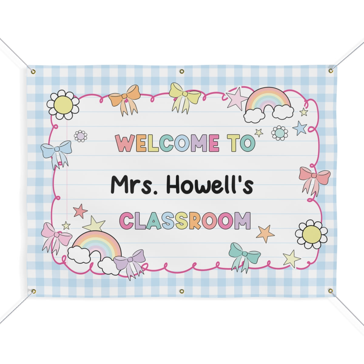 90s Retro Personalized Classroom Banner Blue | Banner Bar