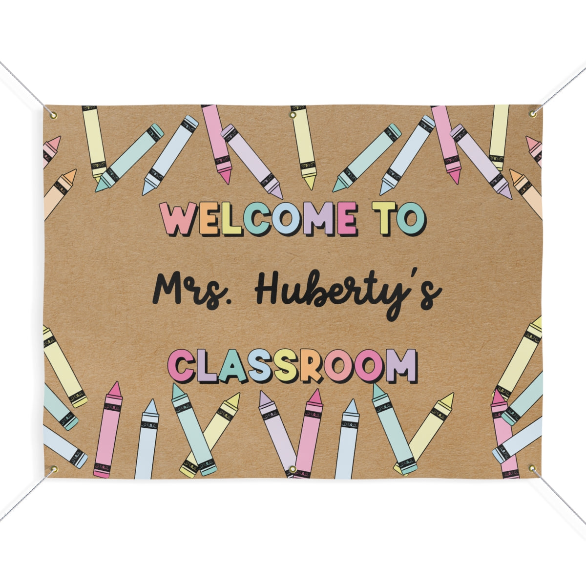 Pretty Pastel Crayons Personalized Classroom Banner | Banner Bar