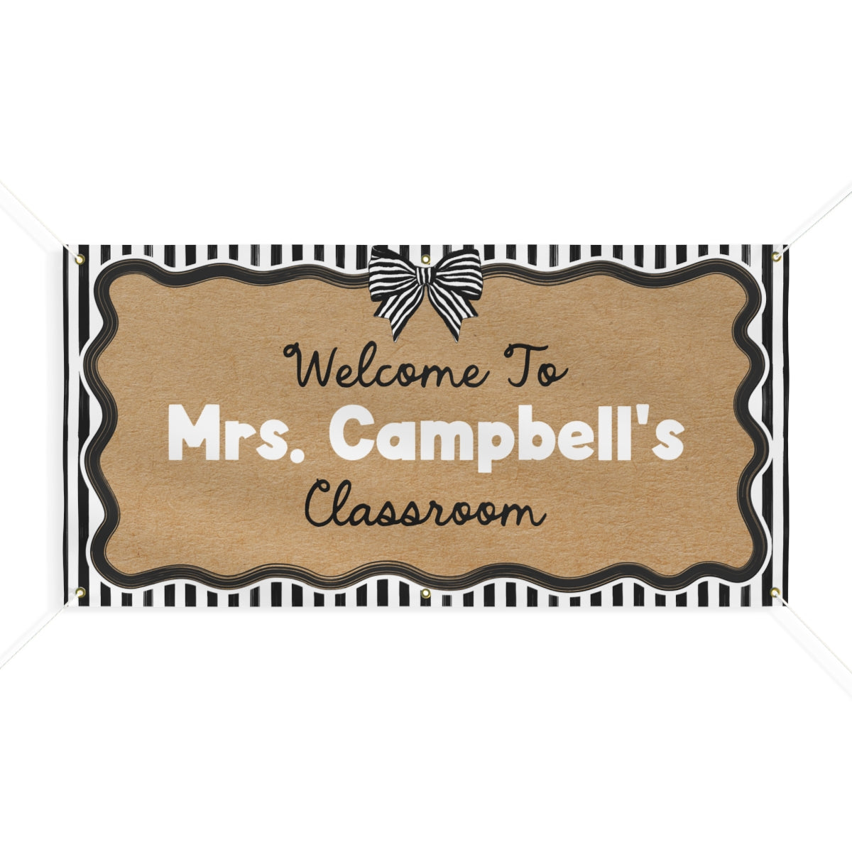 Stripes & Bows Personalized Classroom Banner | Banner Bar