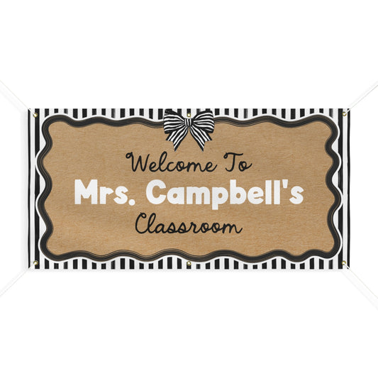 Stripes & Bows Personalized Classroom Banner | Banner Bar