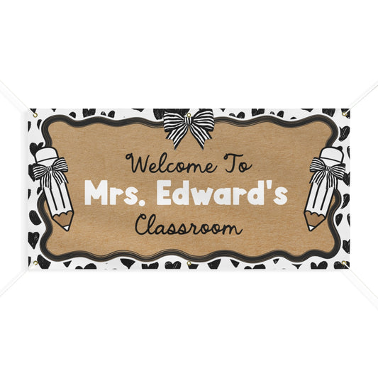 Pocketful of Hearts Personalized Vinyl Classroom Banner | Banner Bar