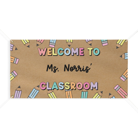 Pastel Pencil Personalized Classroom Banner | Banner Bar