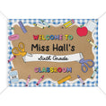 Load image into Gallery viewer, Blue Gingham School Supplies Personalized Classroom Banner | Banner Bar
