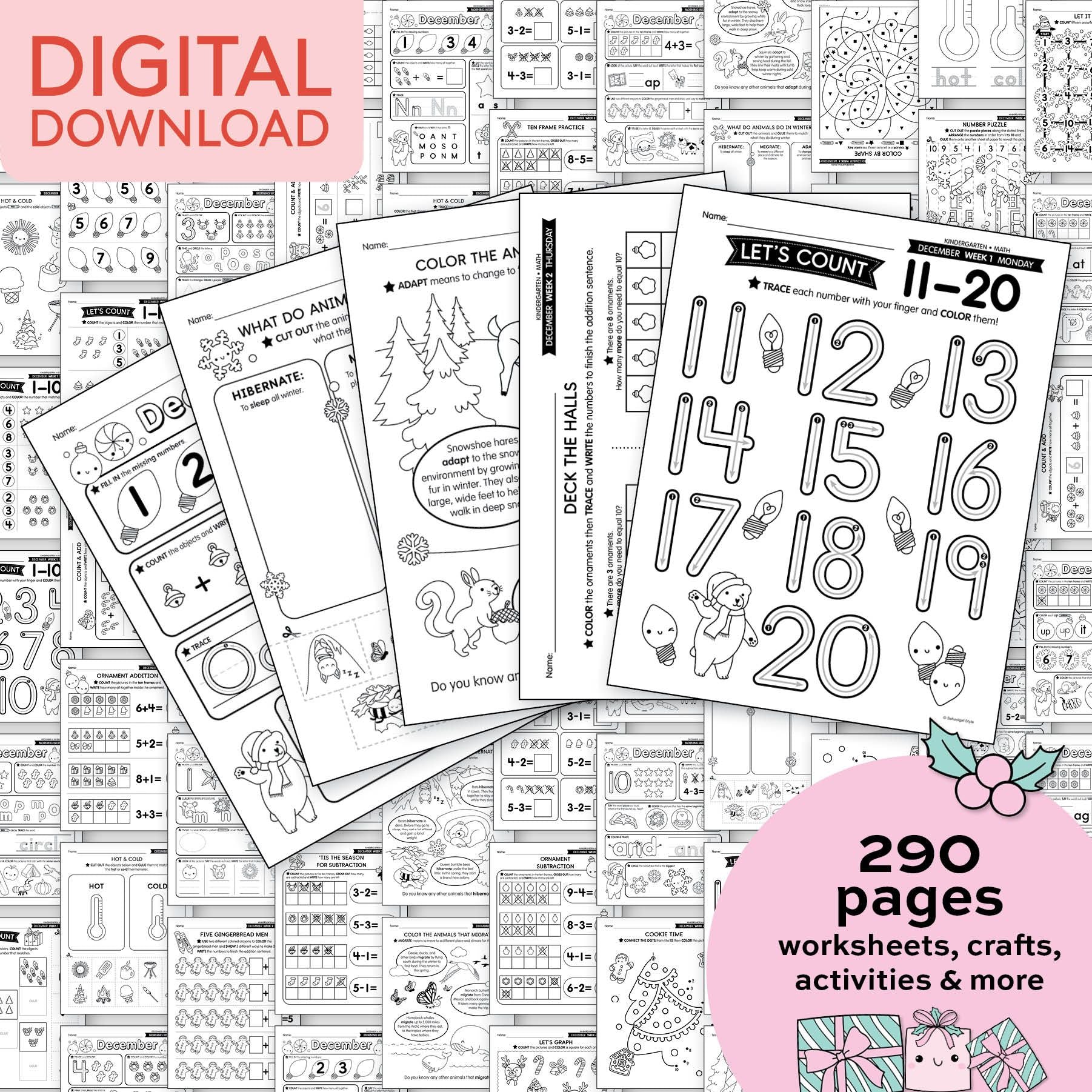 Printable Kindergarten December Thematic Unit Bundle