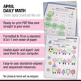 Load image into Gallery viewer, Printable Kindergarten April Daily Math

