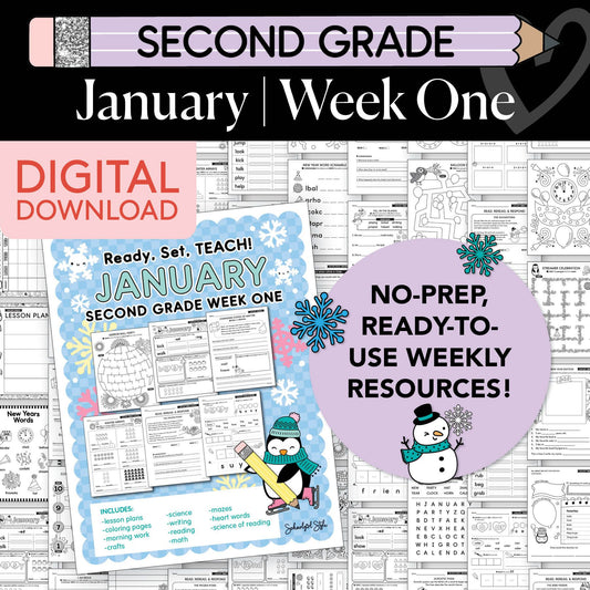 Printable Second Grade January Week 1 Resources