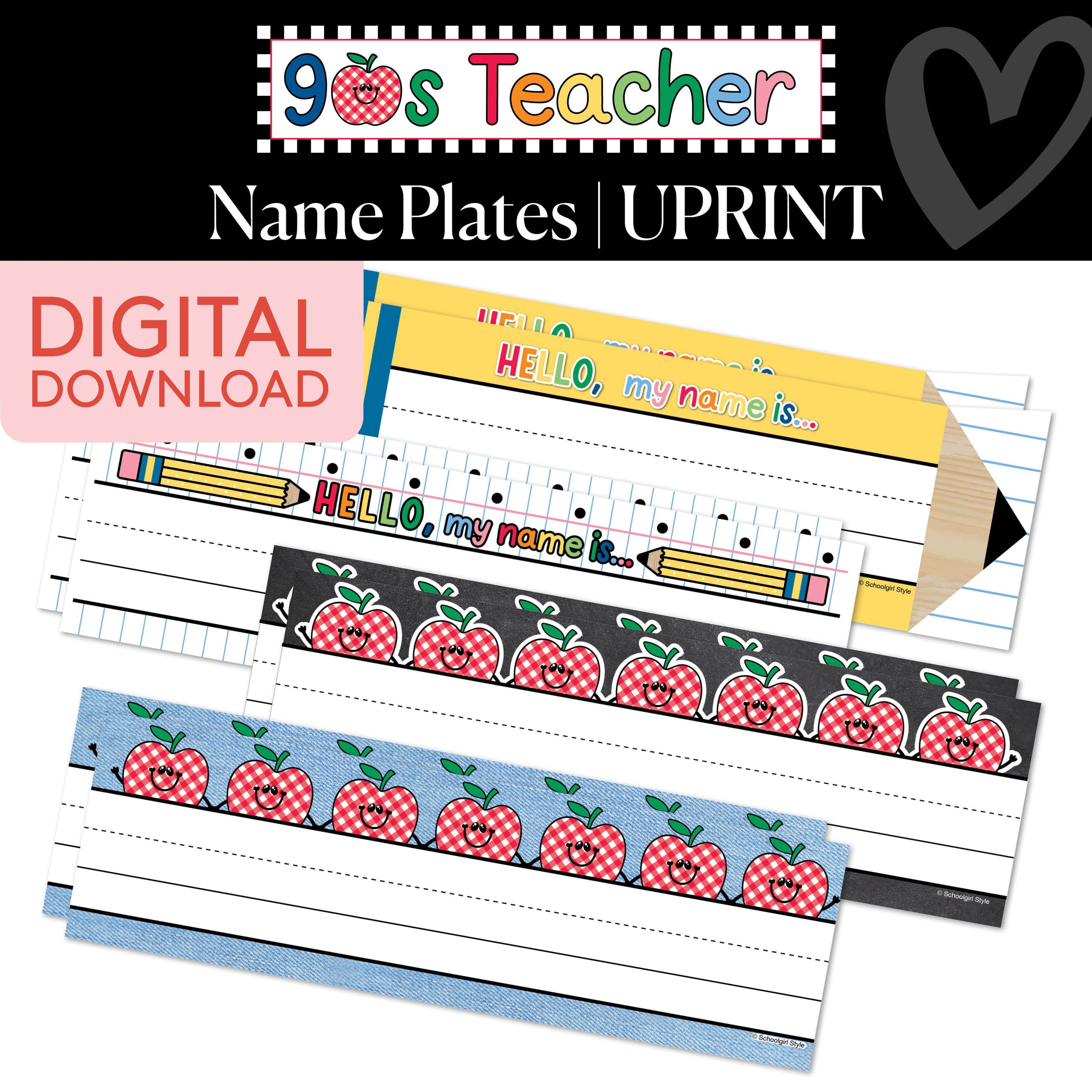 Printable Retro Name Plates | 90s Teacher