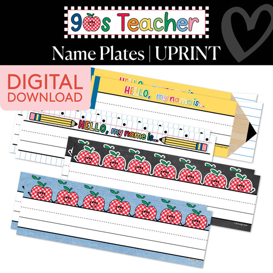 Printable Retro Name Plates | 90s Teacher