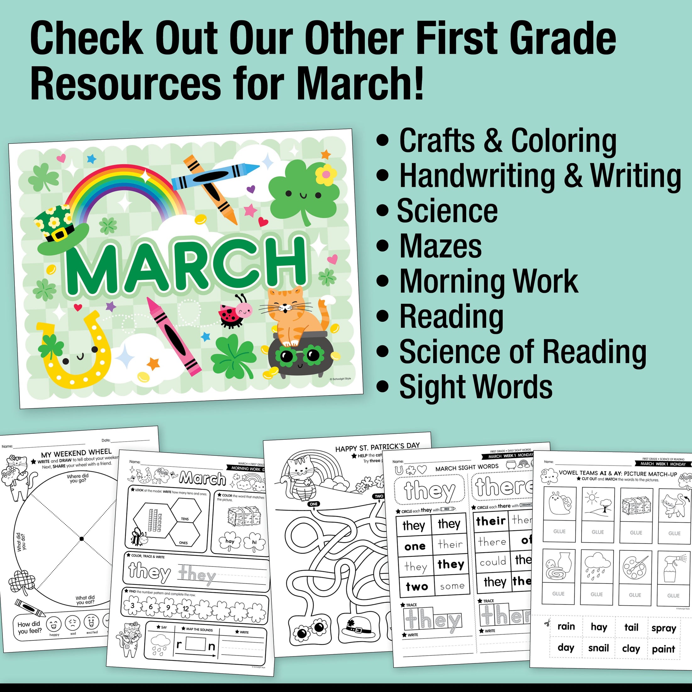 Printable First Grade March Daily Math