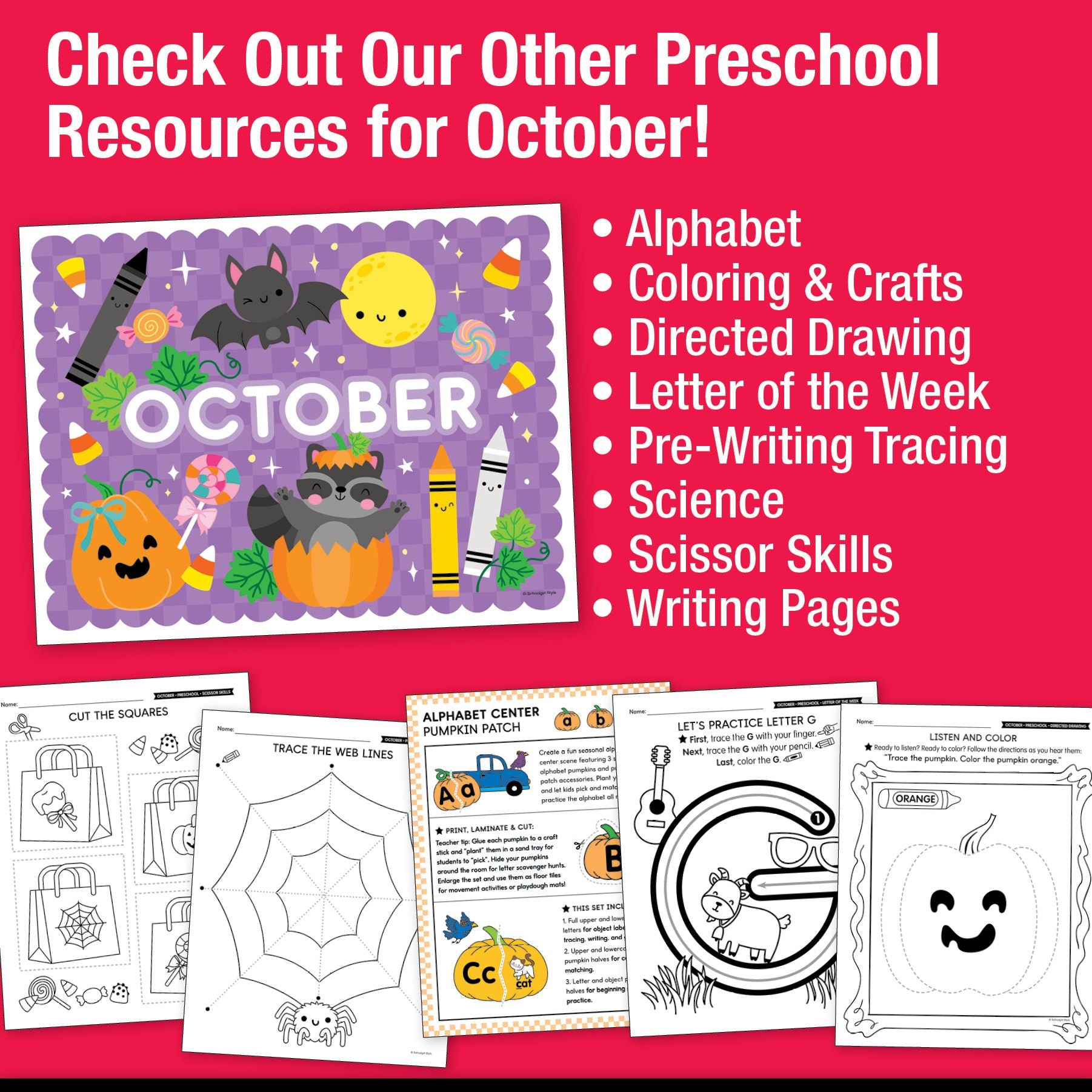 Printable Preschool October Daily Math