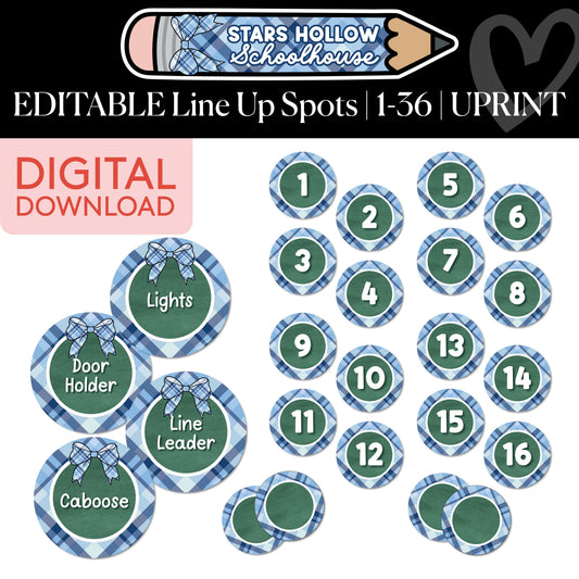 Printable Cozy Editable Line Up Spots | School in Stars Hollow