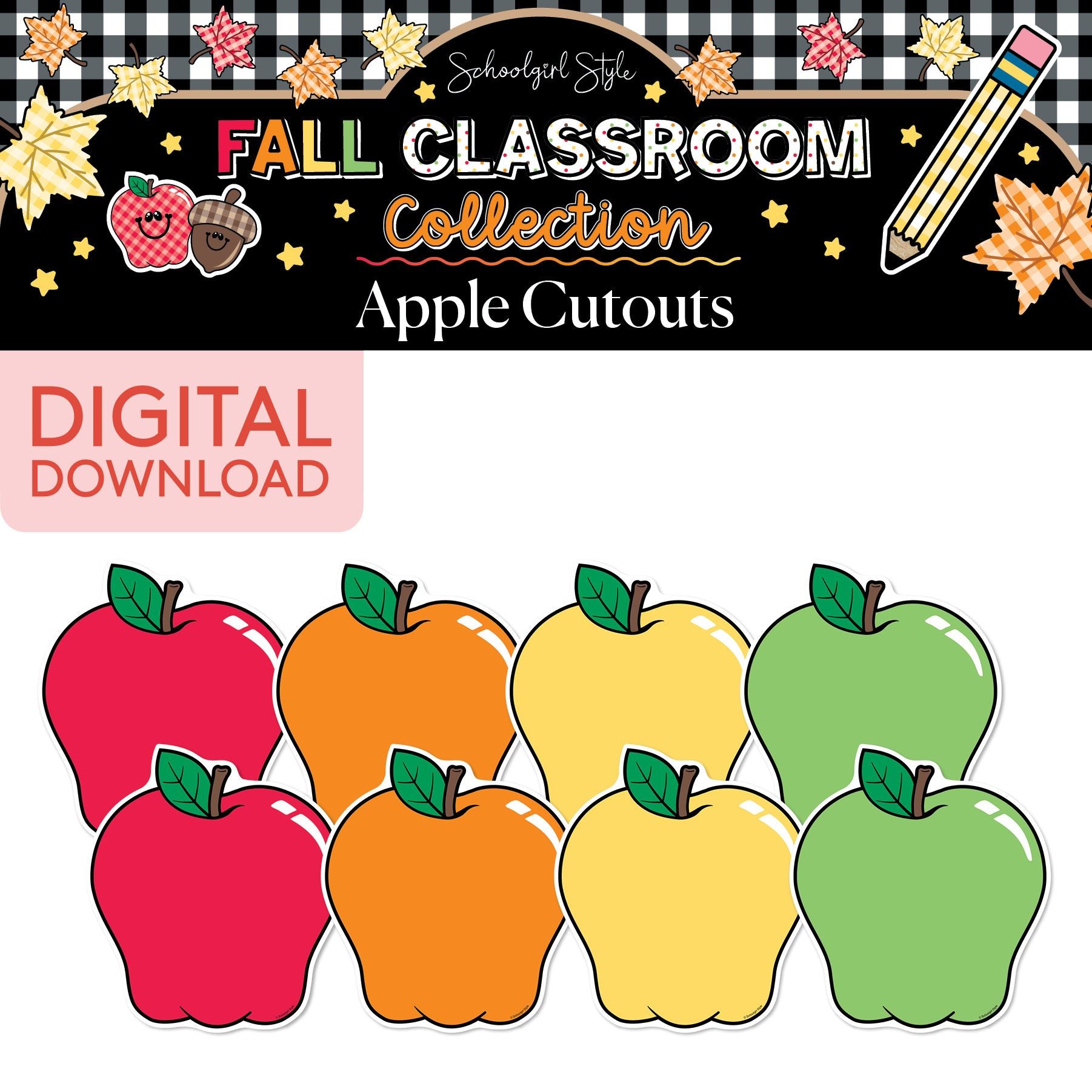 Printable Fall Apples Cutouts | 90s Teacher