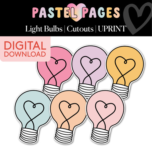 Boho Pastel Lightbulbs Printable Bulletin Board Cutouts | Pastel Pages