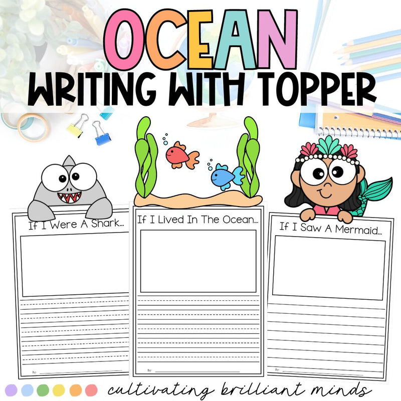 Ocean Writing Crafts | Writing Prompts & Page Topper | NO PREP | End of the Year